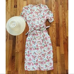 Vintage Karin Stevens floral dress- size 6